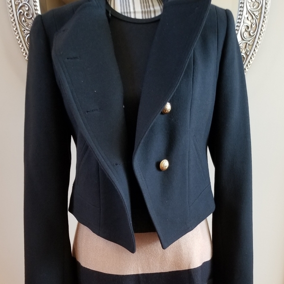 Juicy Couture 100% Black Wool Crop Military Blazer - Picture 9 of 12